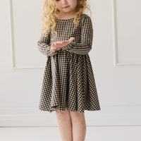 Organic Cotton Tallulah Dress - Mini Gingham Bistre Childrens Dress from Jamie Kay Australia