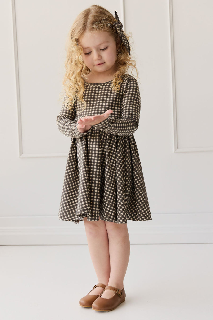 Organic Cotton Tallulah Dress - Mini Gingham Bistre Childrens Dress from Jamie Kay Australia