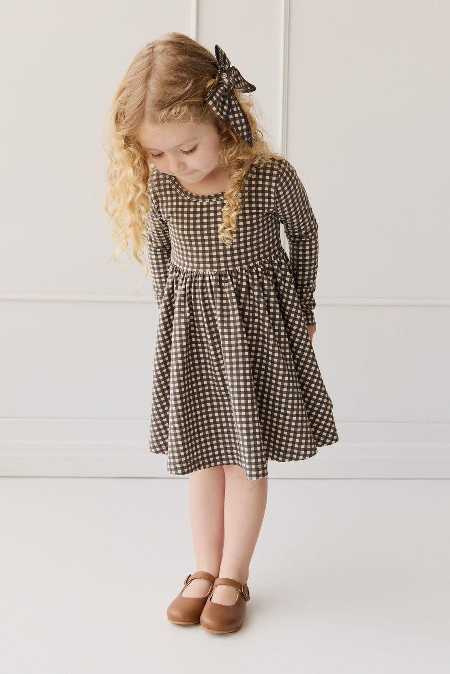 Organic Cotton Tallulah Dress - Mini Gingham Bistre Childrens Dress from Jamie Kay Australia