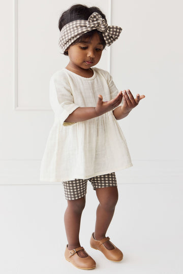 Organic Cotton Everyday Bike Short - Mini Gingham Bistre Childrens Short from Jamie Kay Australia