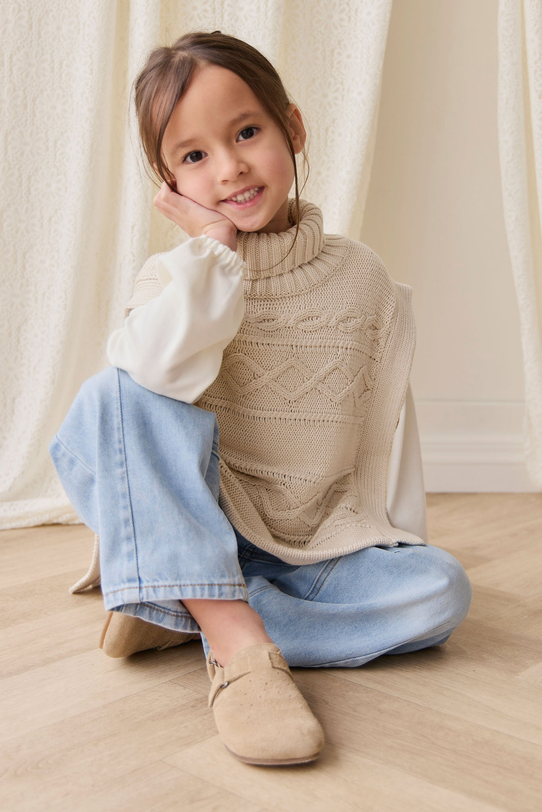 Bianca Poncho - Vanilla Childrens Jumper from Jamie Kay Australia