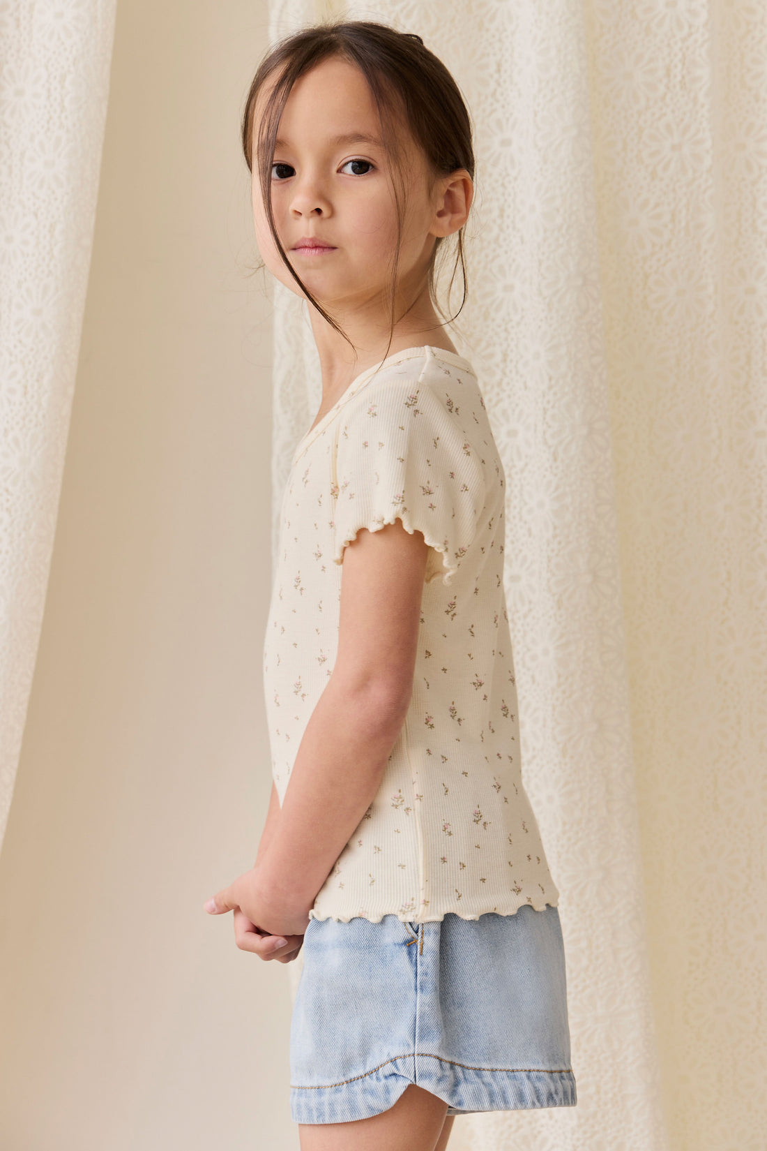 Organic Cotton Fine Rib Ines Top - Dina Antique Childrens Top from Jamie Kay Australia
