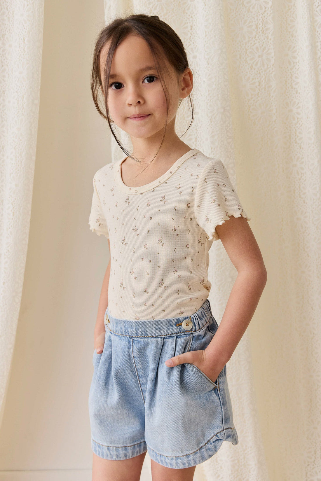 Organic Cotton Fine Rib Ines Top - Dina Antique Childrens Top from Jamie Kay Australia