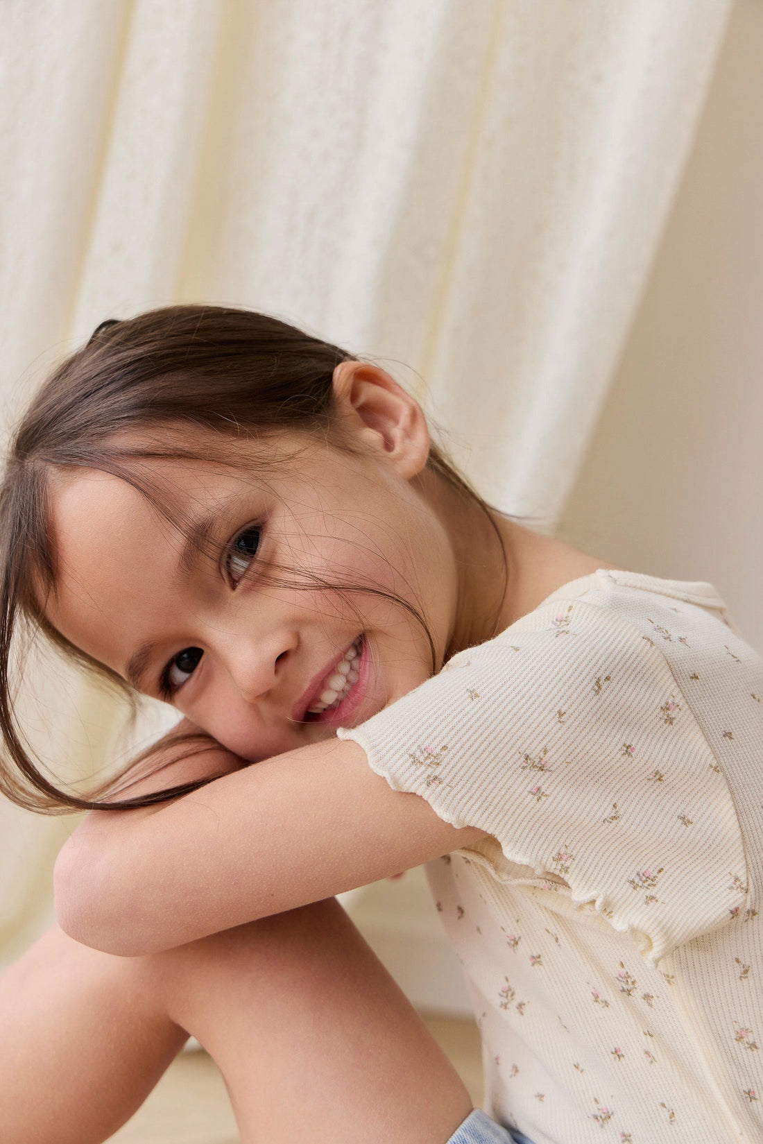 Organic Cotton Fine Rib Ines Top - Dina Antique Childrens Top from Jamie Kay Australia