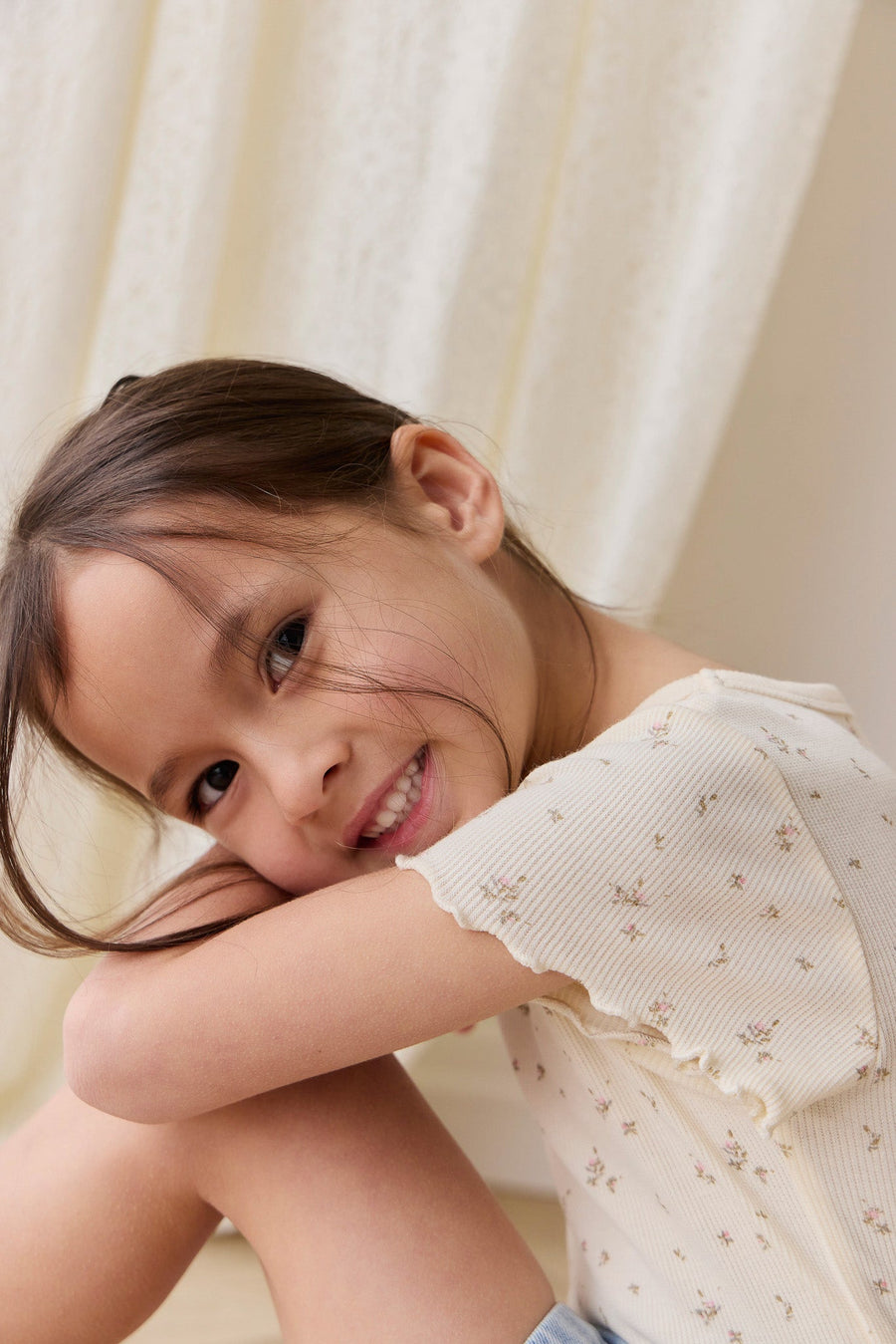 Organic Cotton Fine Rib Ines Top - Dina Antique Childrens Top from Jamie Kay Australia