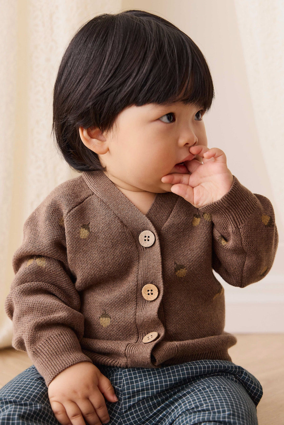 Easton Cardigan - Forest Acorns Toasted Marle Childrens Cardigan from Jamie Kay Australia