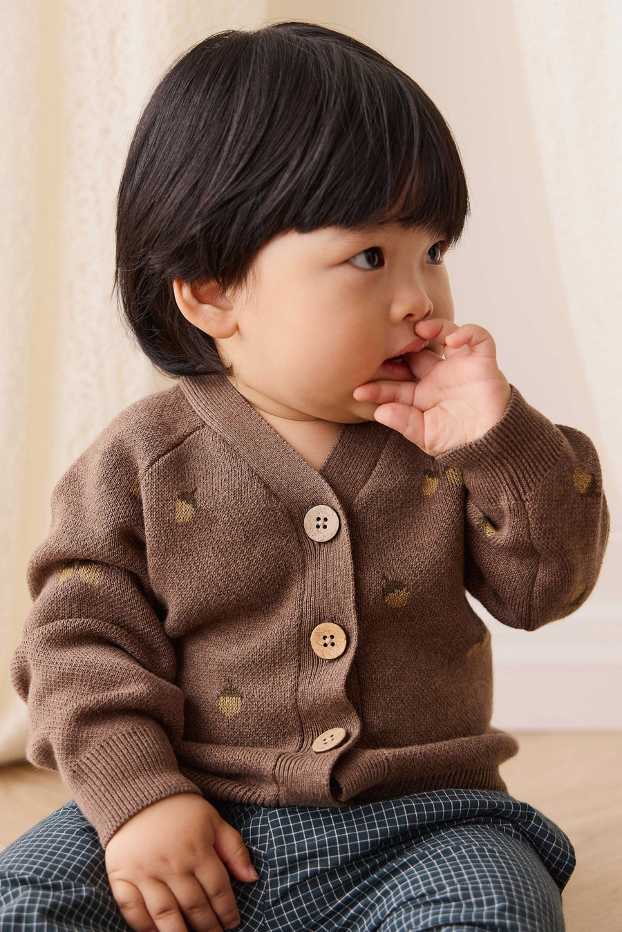 Easton Cardigan - Forest Acorns Toasted Marle Childrens Cardigan from Jamie Kay Australia