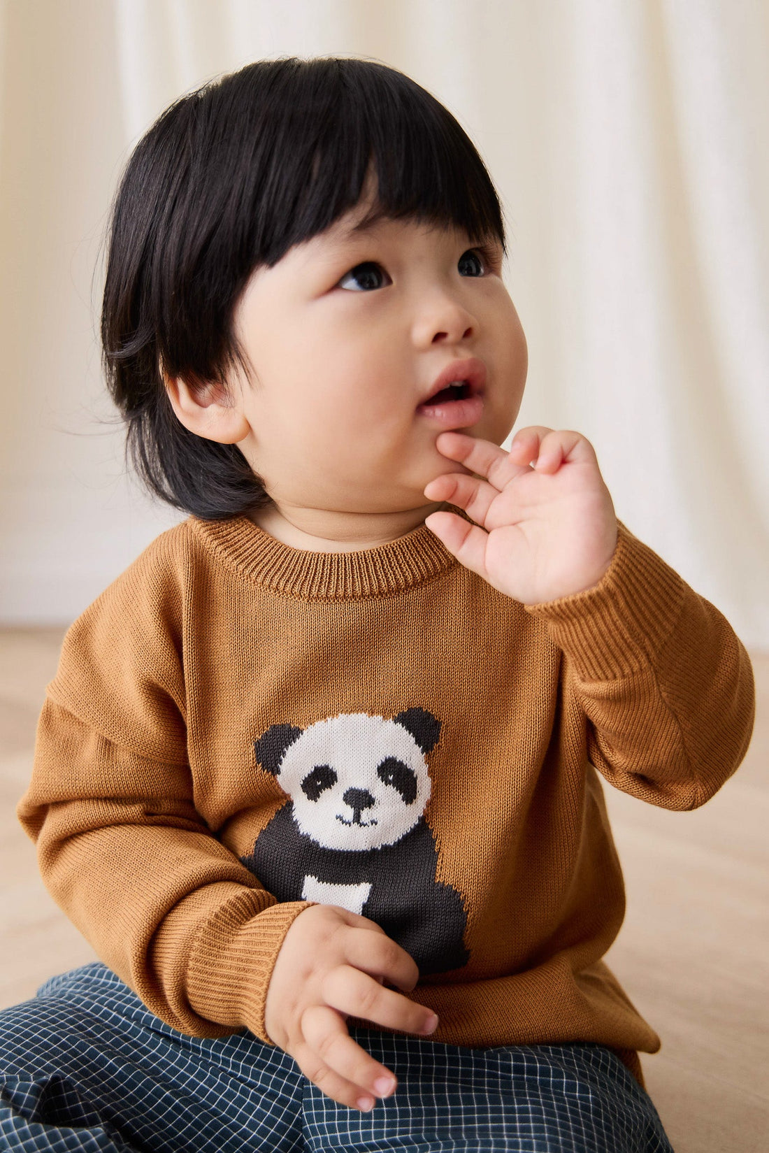 Panda Knit Jumper - Suede Childrens Jumper from Jamie Kay Australia