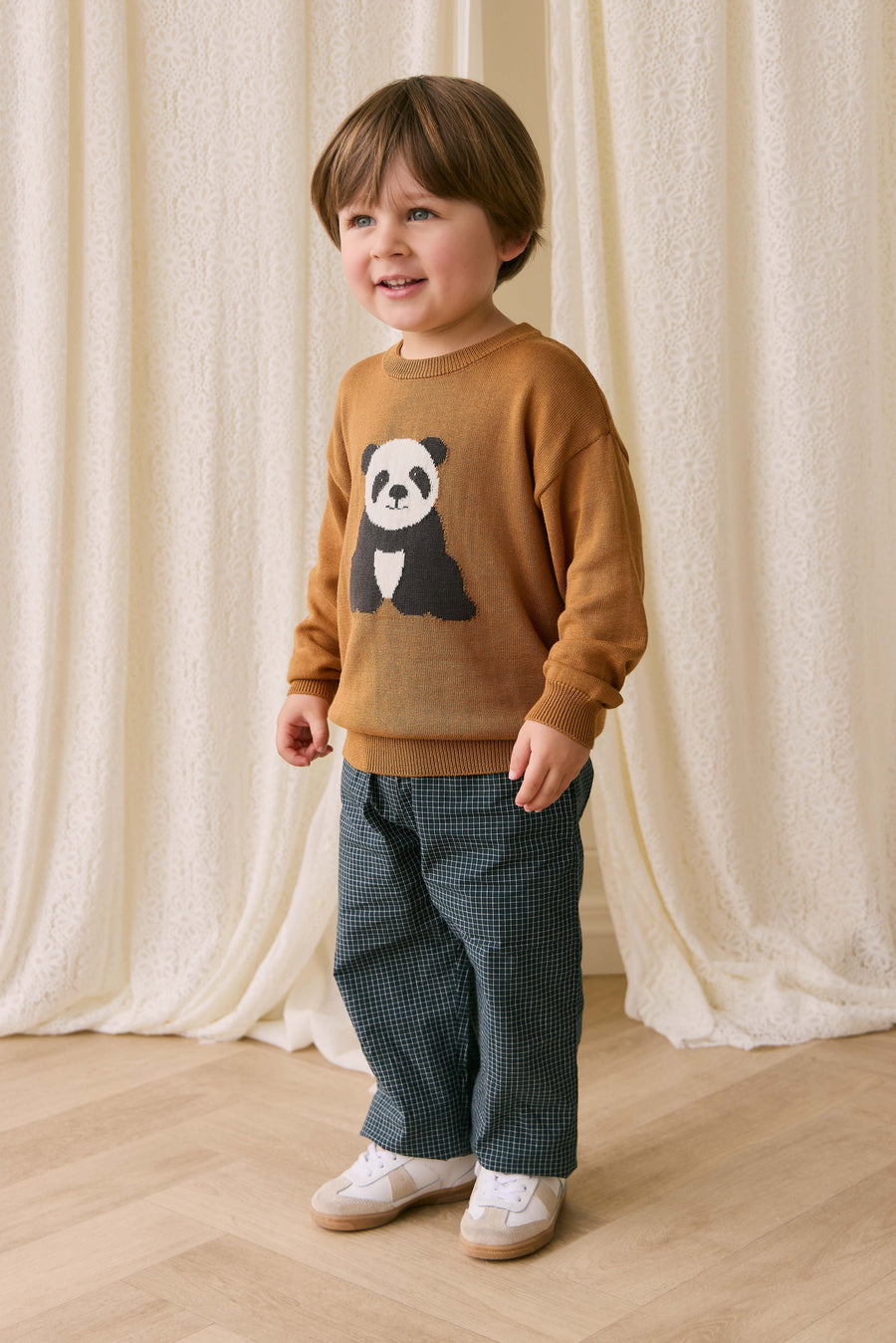 Panda Knit Jumper - Suede Childrens Jumper from Jamie Kay Australia