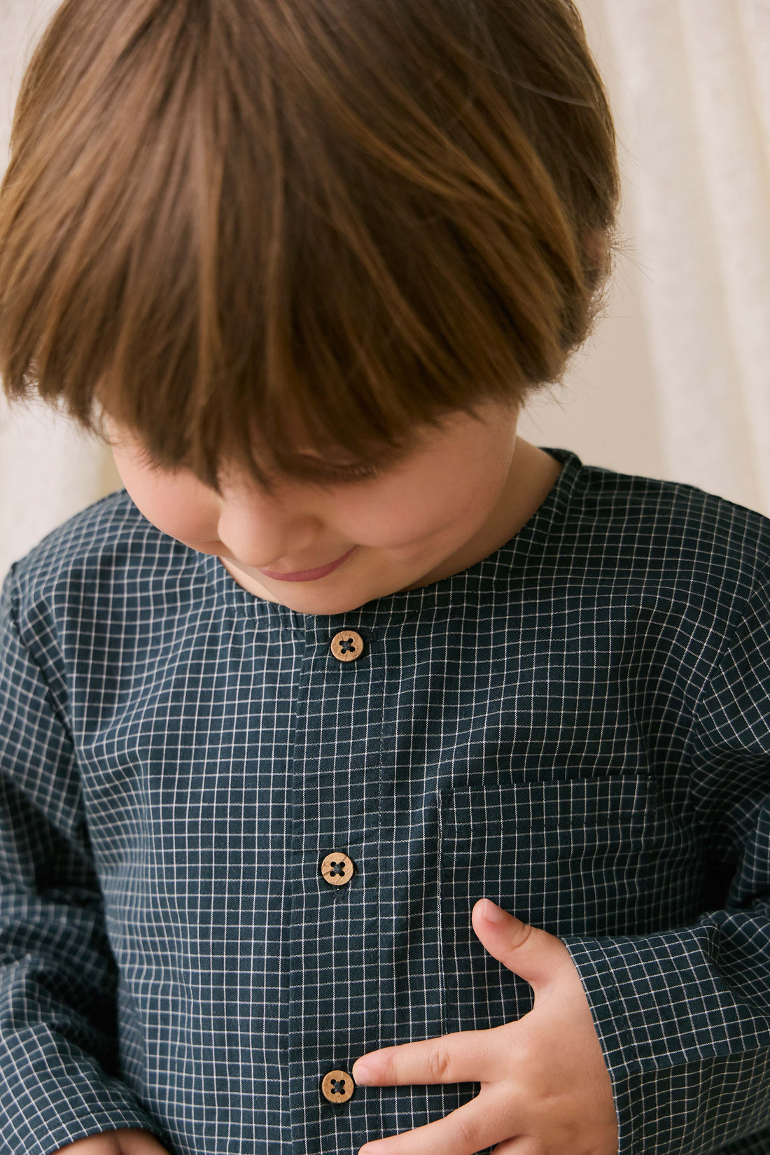 Organic Cotton Albie Top - Forest Grid Childrens Top from Jamie Kay Australia
