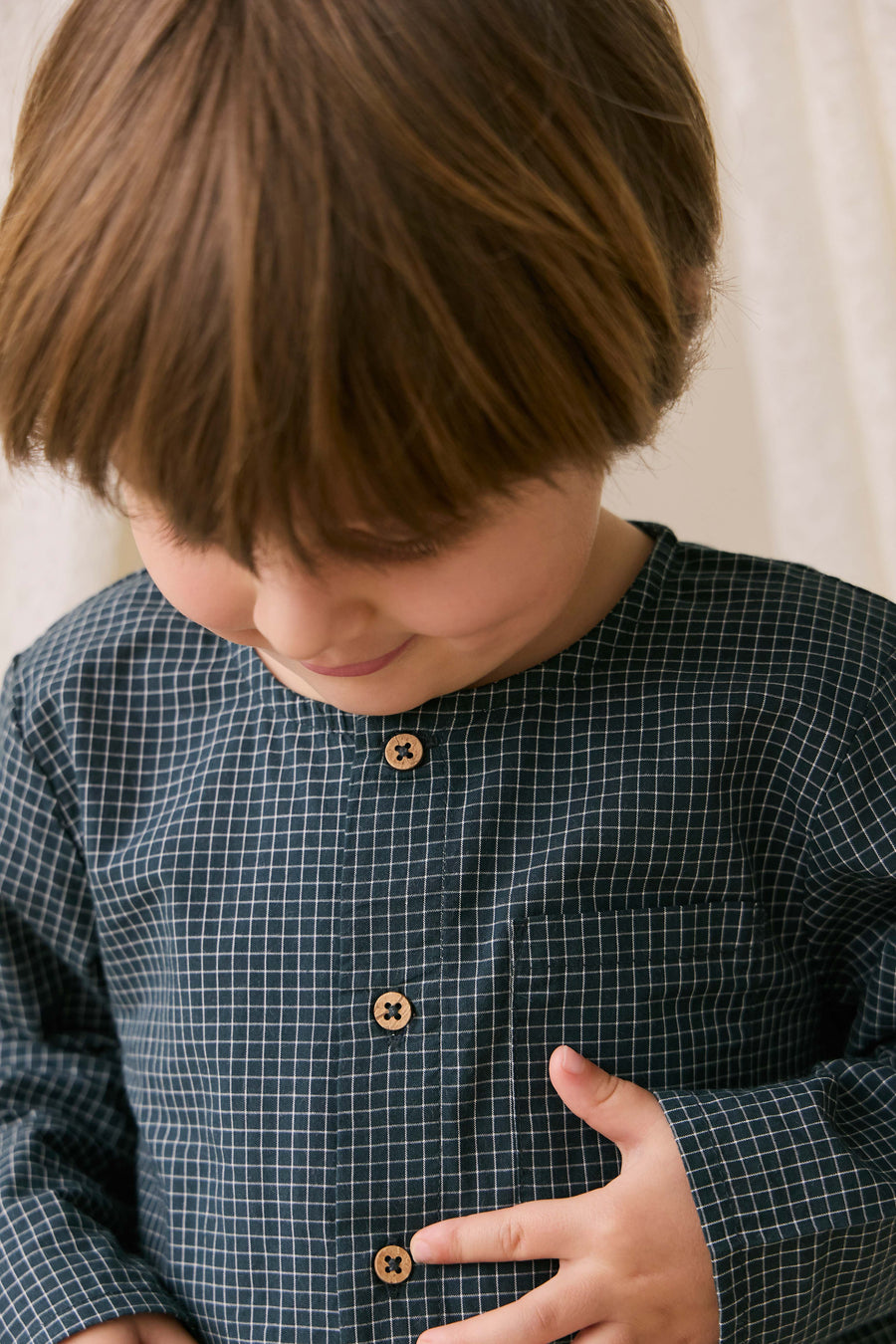 Organic Cotton Albie Top - Forest Grid Childrens Top from Jamie Kay Australia
