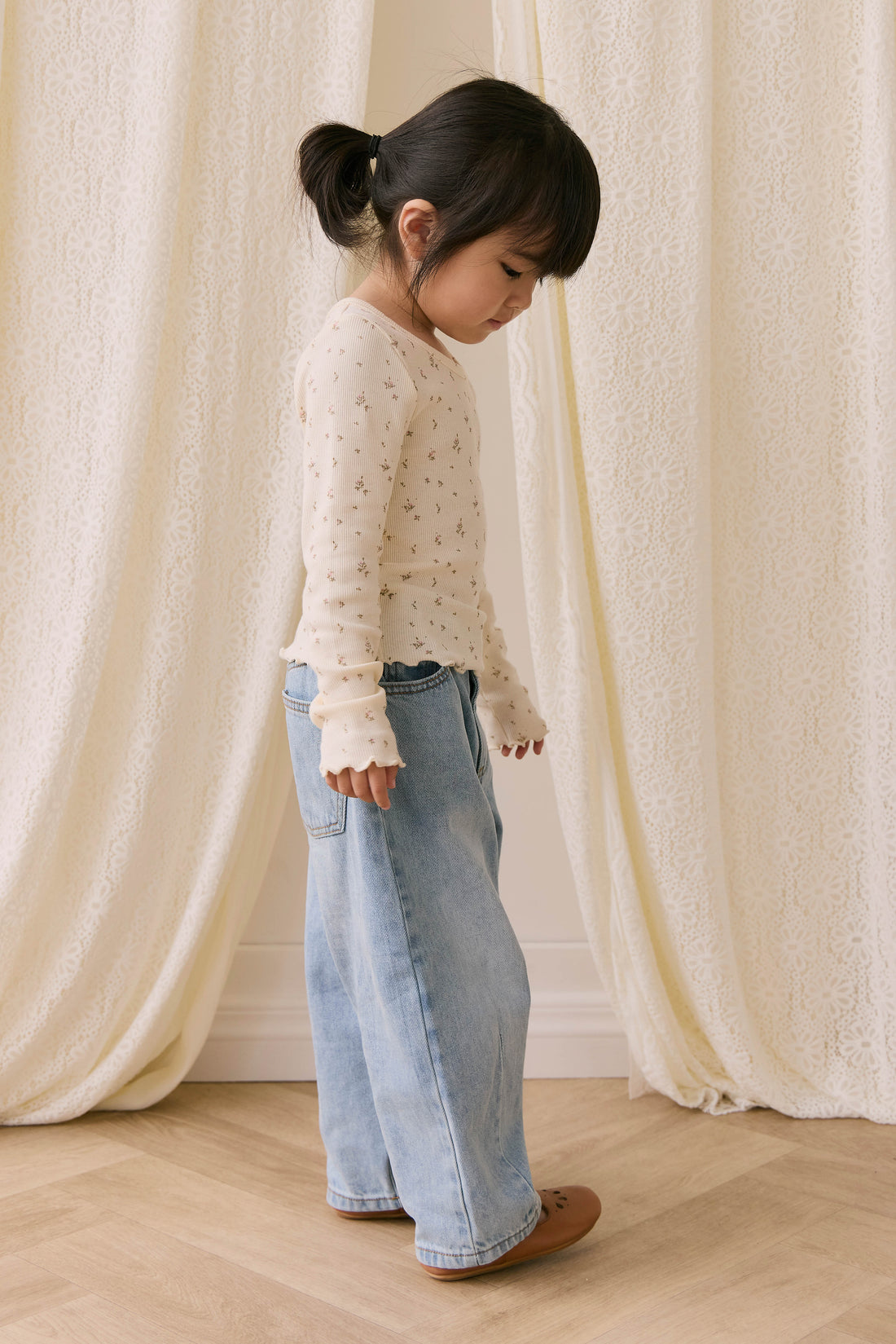 Organic Cotton Fine Rib Agathe Top - Dina Antique Childrens Top from Jamie Kay Australia