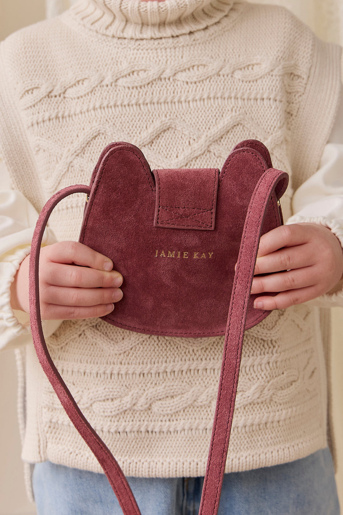 Jamie Kay Leather Shoulder Bag - Plum Pink Childrens Bag from Jamie Kay Australia