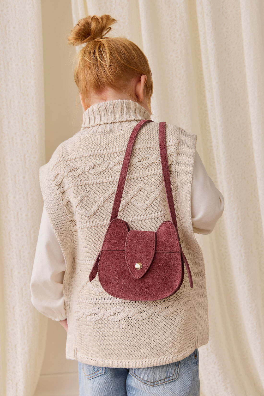Jamie Kay Leather Shoulder Bag - Plum Pink Childrens Bag from Jamie Kay Australia