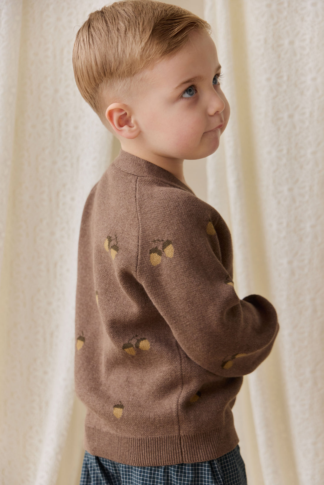 Easton Cardigan - Forest Acorns Toasted Marle Childrens Cardigan from Jamie Kay Australia