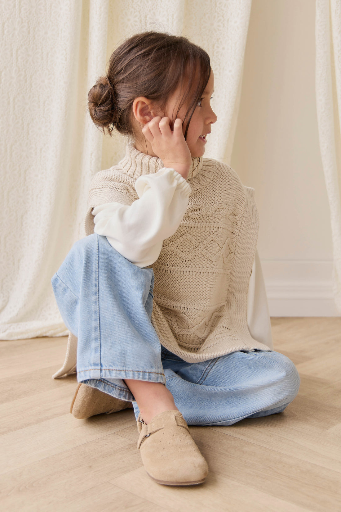 Bianca Poncho - Vanilla Childrens Jumper from Jamie Kay Australia