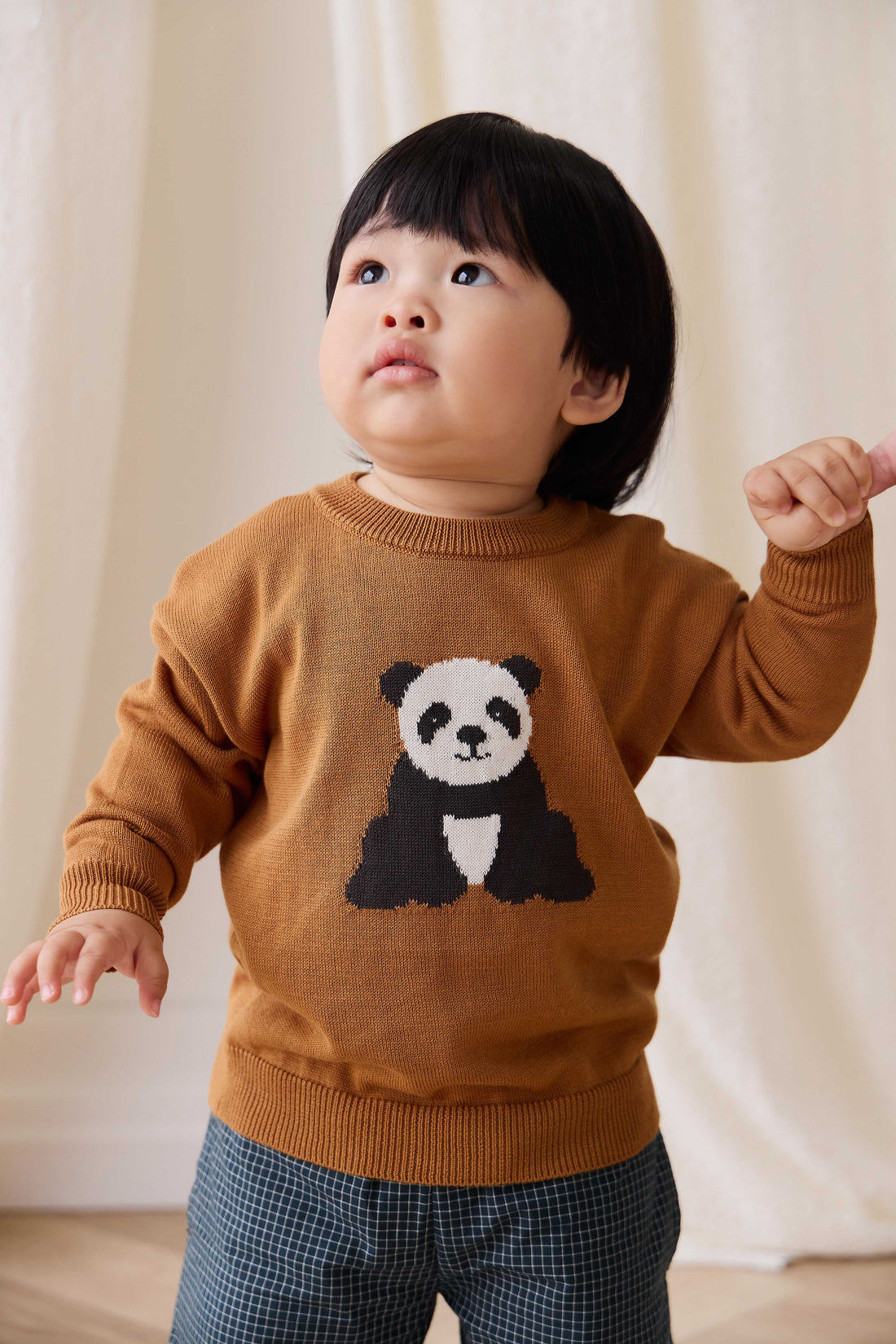 Panda Knit Jumper - Suede Childrens Jumper from Jamie Kay Australia