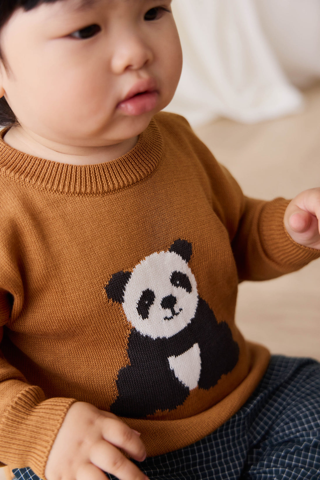 Panda Knit Jumper - Suede Childrens Jumper from Jamie Kay Australia