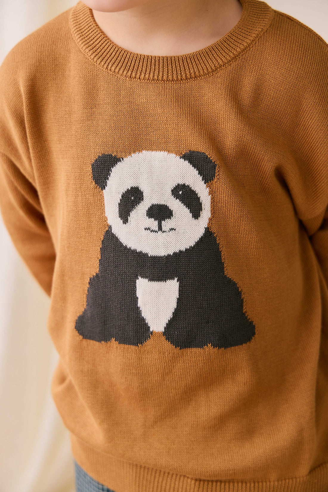 Panda Knit Jumper - Suede Childrens Jumper from Jamie Kay Australia