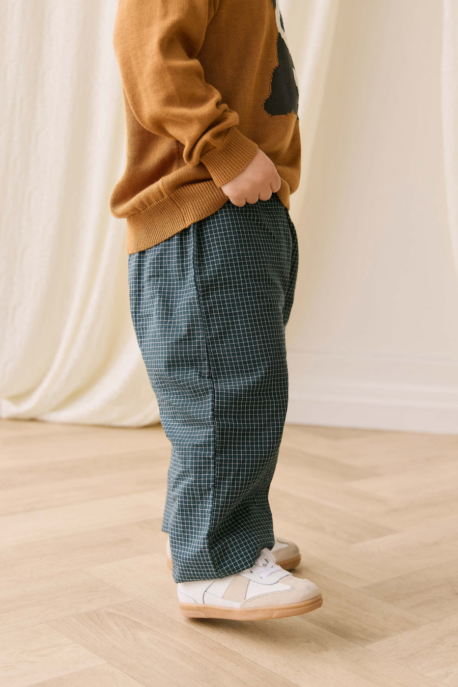Organic Cotton Kingston Pant - Forest Grid Childrens Pant from Jamie Kay Australia
