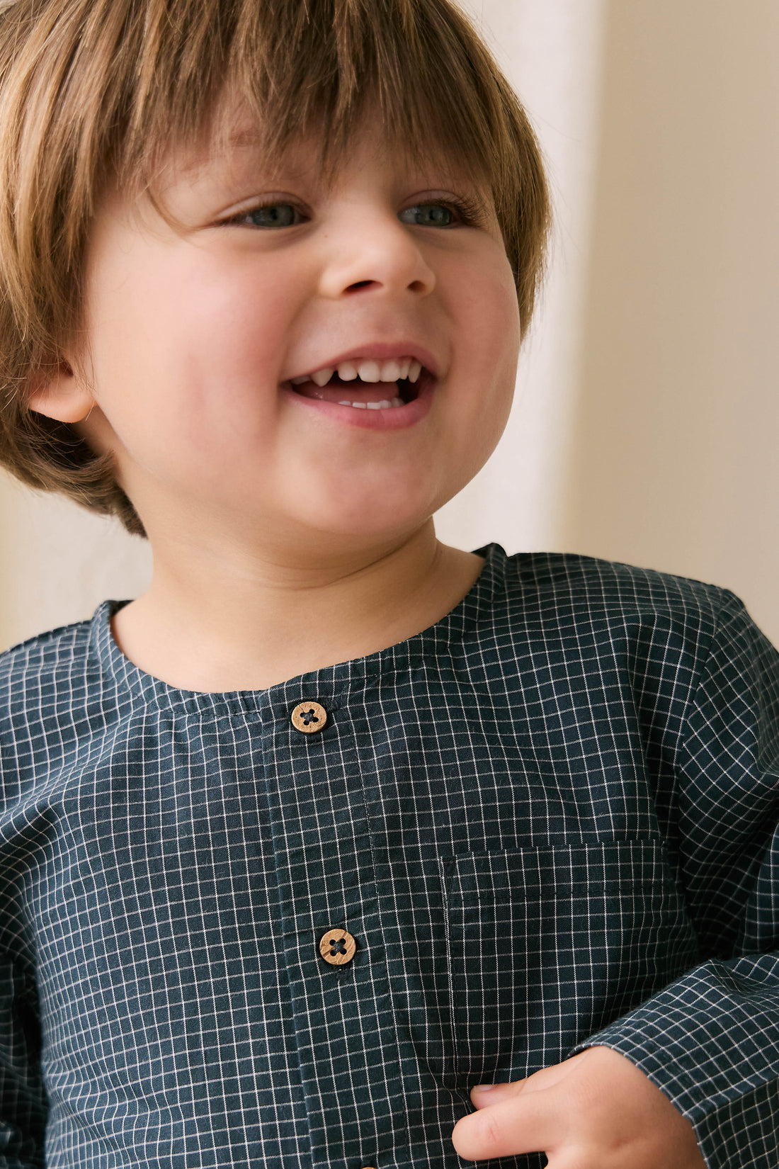 Organic Cotton Albie Top - Forest Grid Childrens Top from Jamie Kay Australia