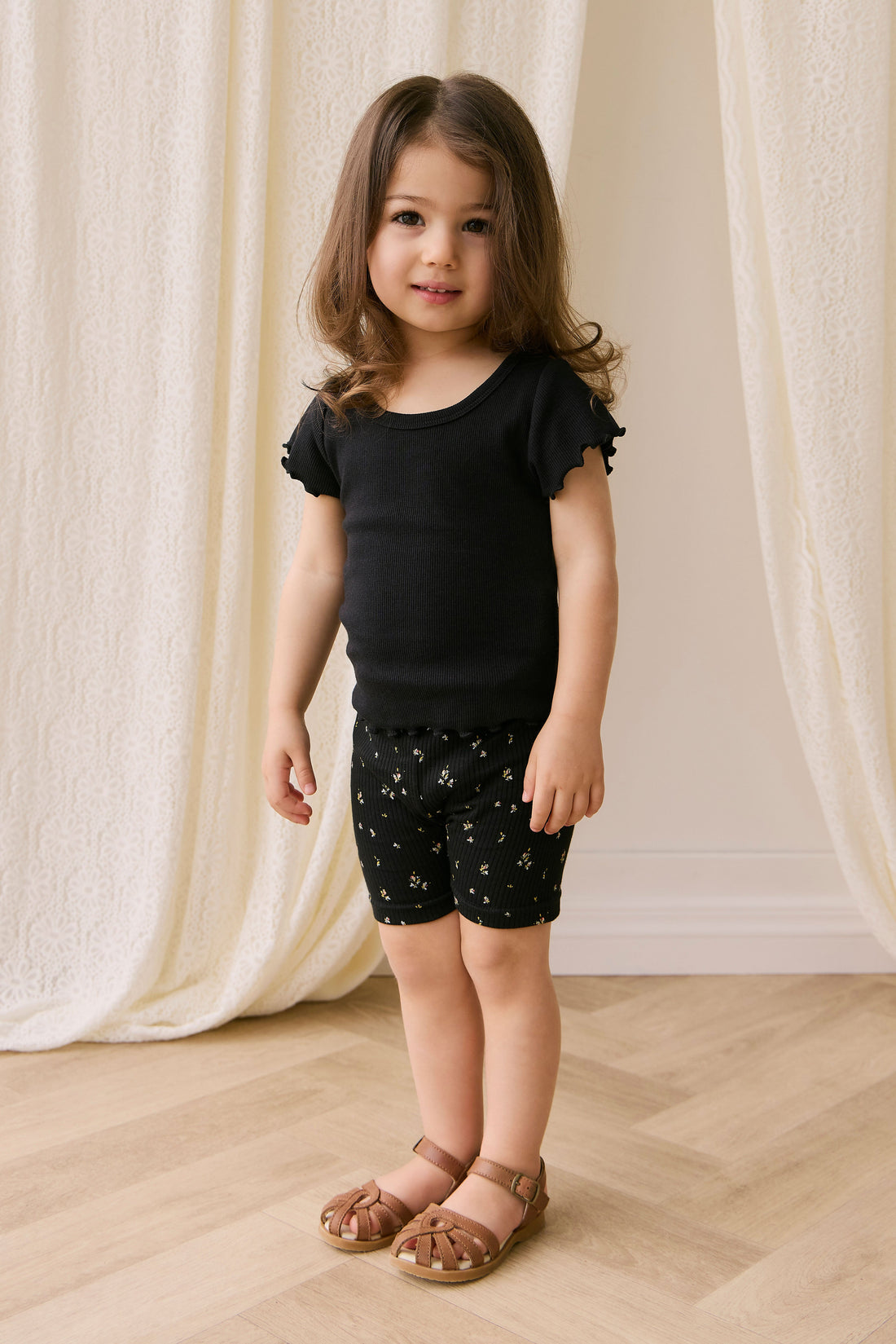Organic Cotton Fine Rib Ines Top - Ebony Childrens Top from Jamie Kay Australia