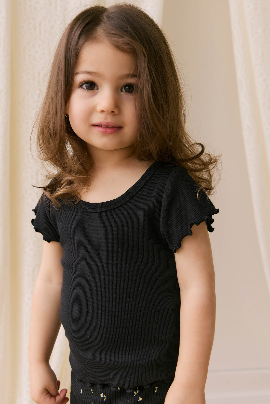 Organic Cotton Fine Rib Ines Top - Ebony Childrens Top from Jamie Kay Australia