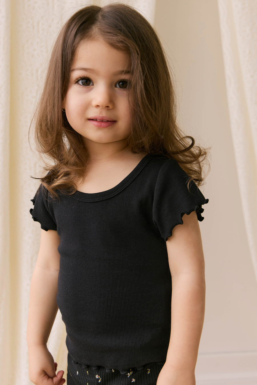 Organic Cotton Fine Rib Ines Top - Ebony Childrens Top from Jamie Kay Australia