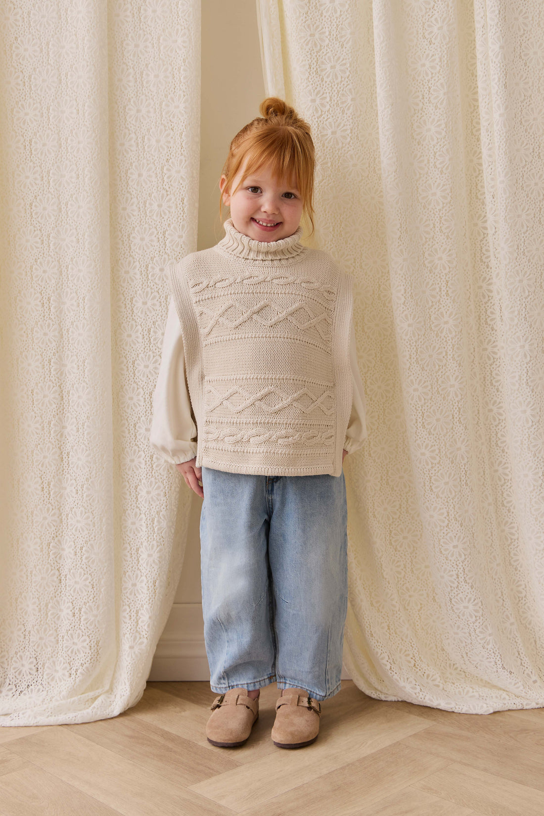 Bianca Poncho - Vanilla Childrens Jumper from Jamie Kay Australia