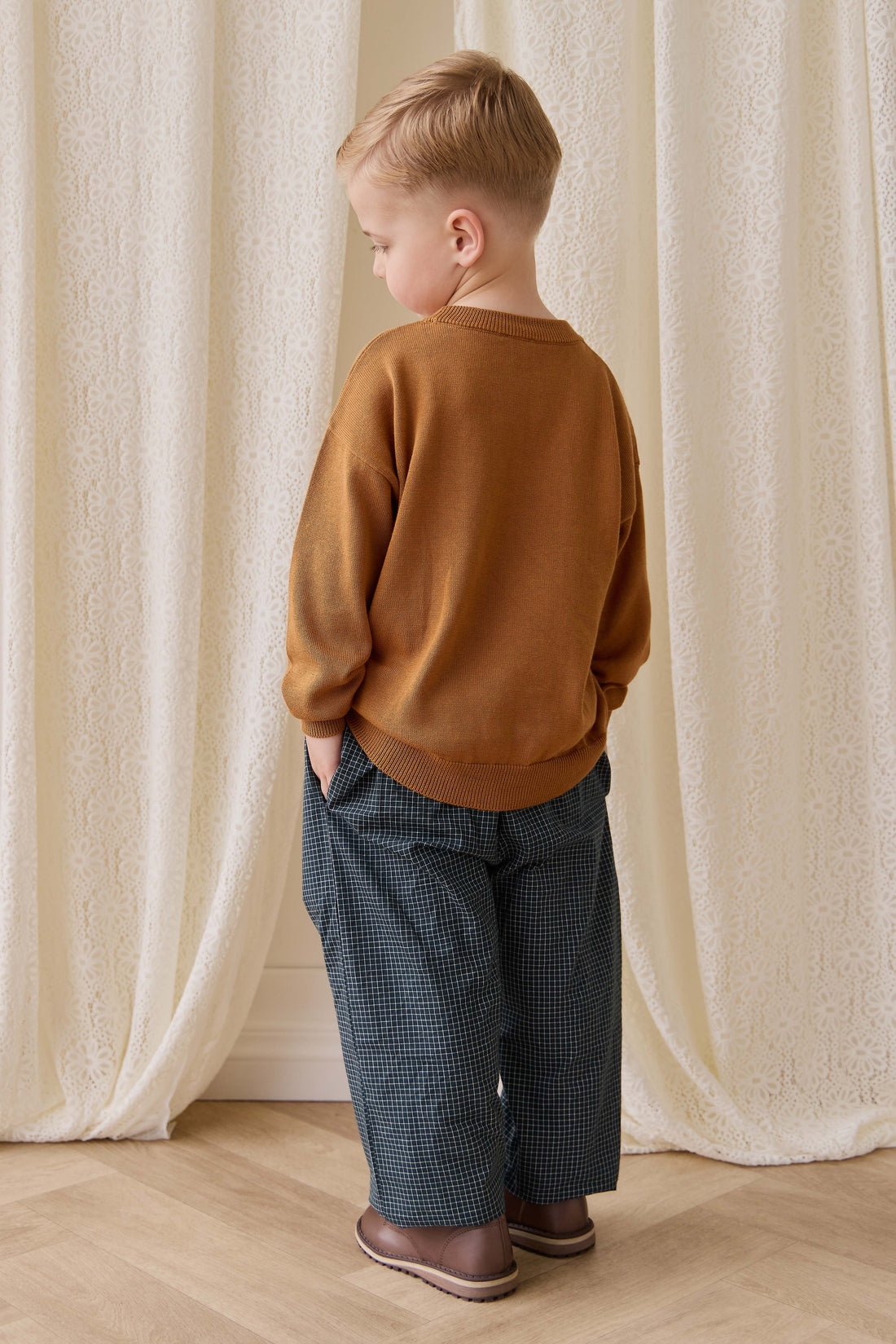 Organic Cotton Kingston Pant - Forest Grid Childrens Pant from Jamie Kay Australia