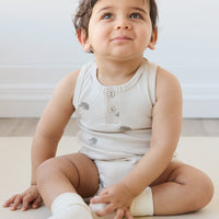 Pima Cotton Noah Playsuit - Henry Hedgehog Birch Childrens Playsuit from Jamie Kay Australia