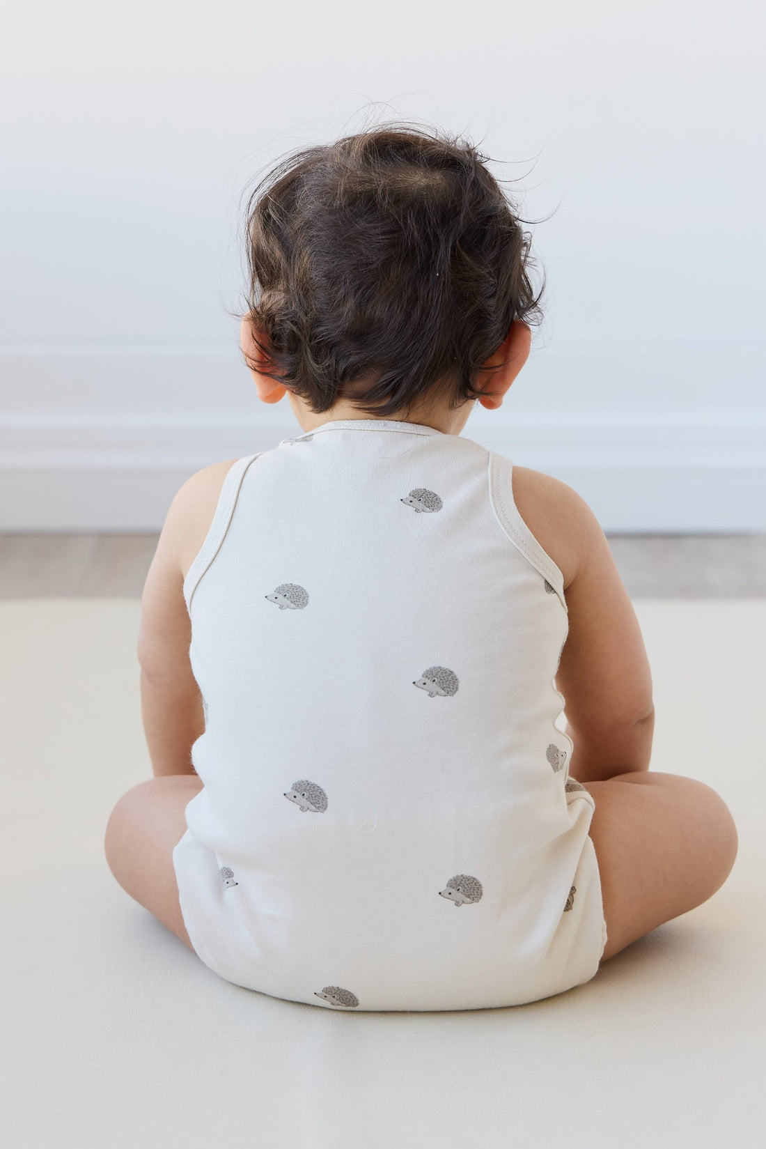 Pima Cotton Noah Playsuit - Henry Hedgehog Birch Childrens Playsuit from Jamie Kay Australia