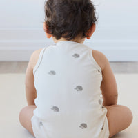 Pima Cotton Noah Playsuit - Henry Hedgehog Birch Childrens Playsuit from Jamie Kay Australia