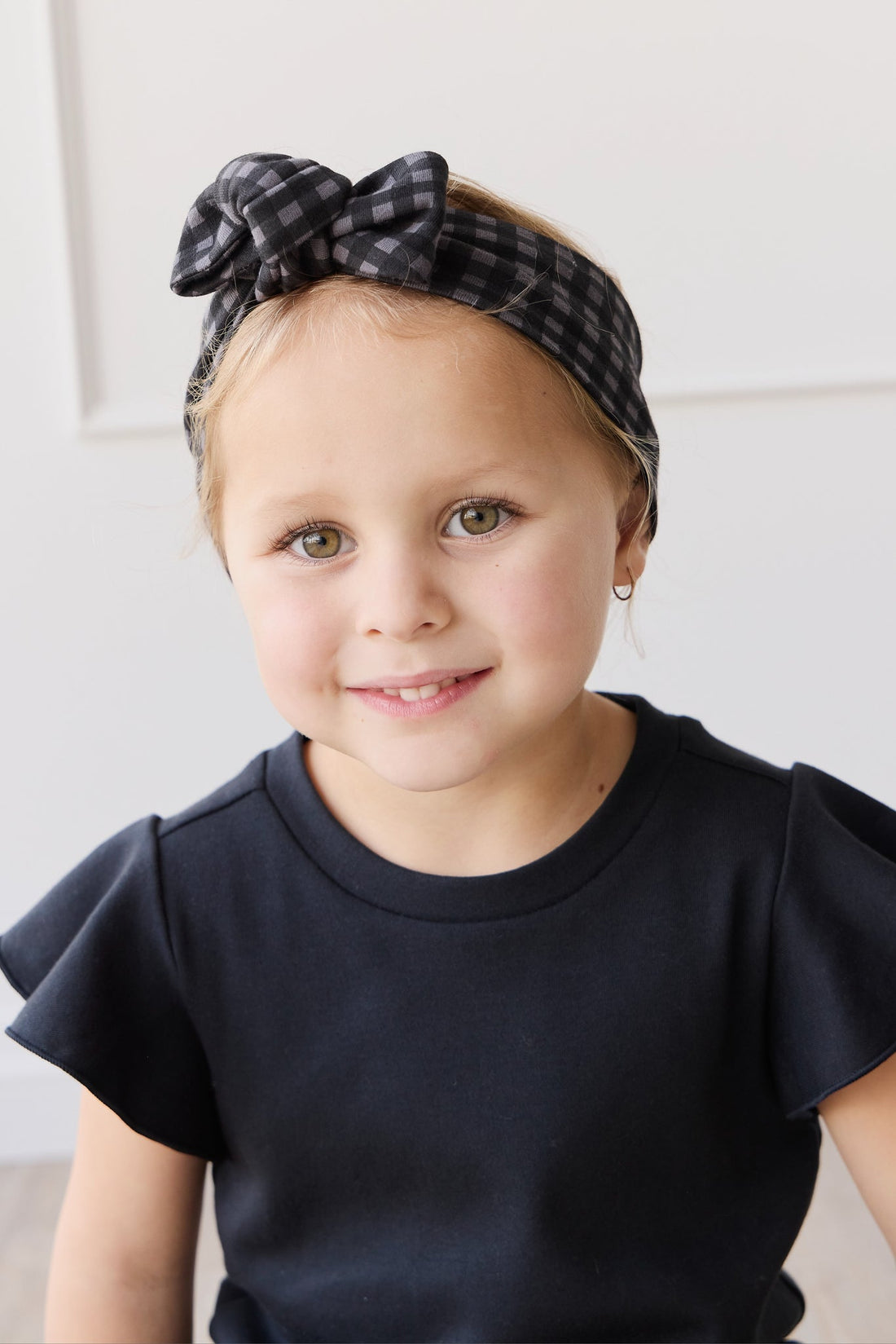 Organic Cotton Headband - Gingham Night Childrens Headband from Jamie Kay Australia