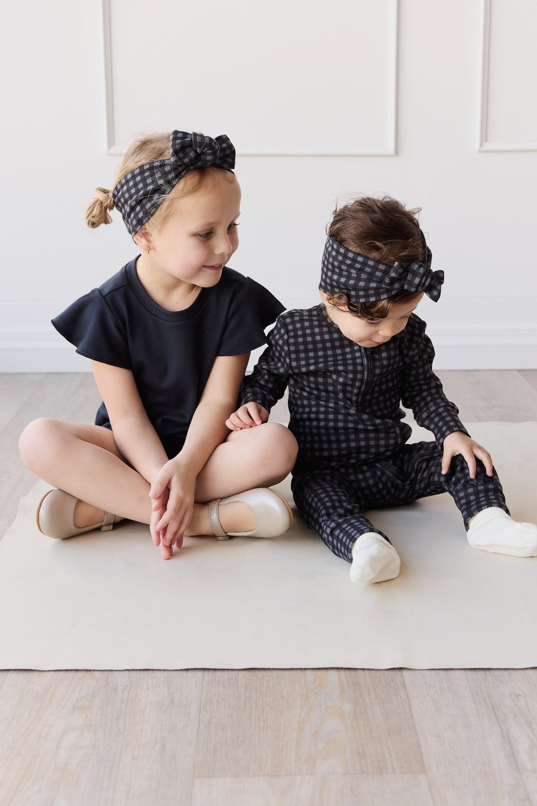 Organic Cotton Headband - Gingham Night Childrens Headband from Jamie Kay Australia