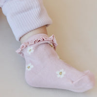 Jacquard Floral Sock - Meredith Morganite Childrens Sock from Jamie Kay Australia