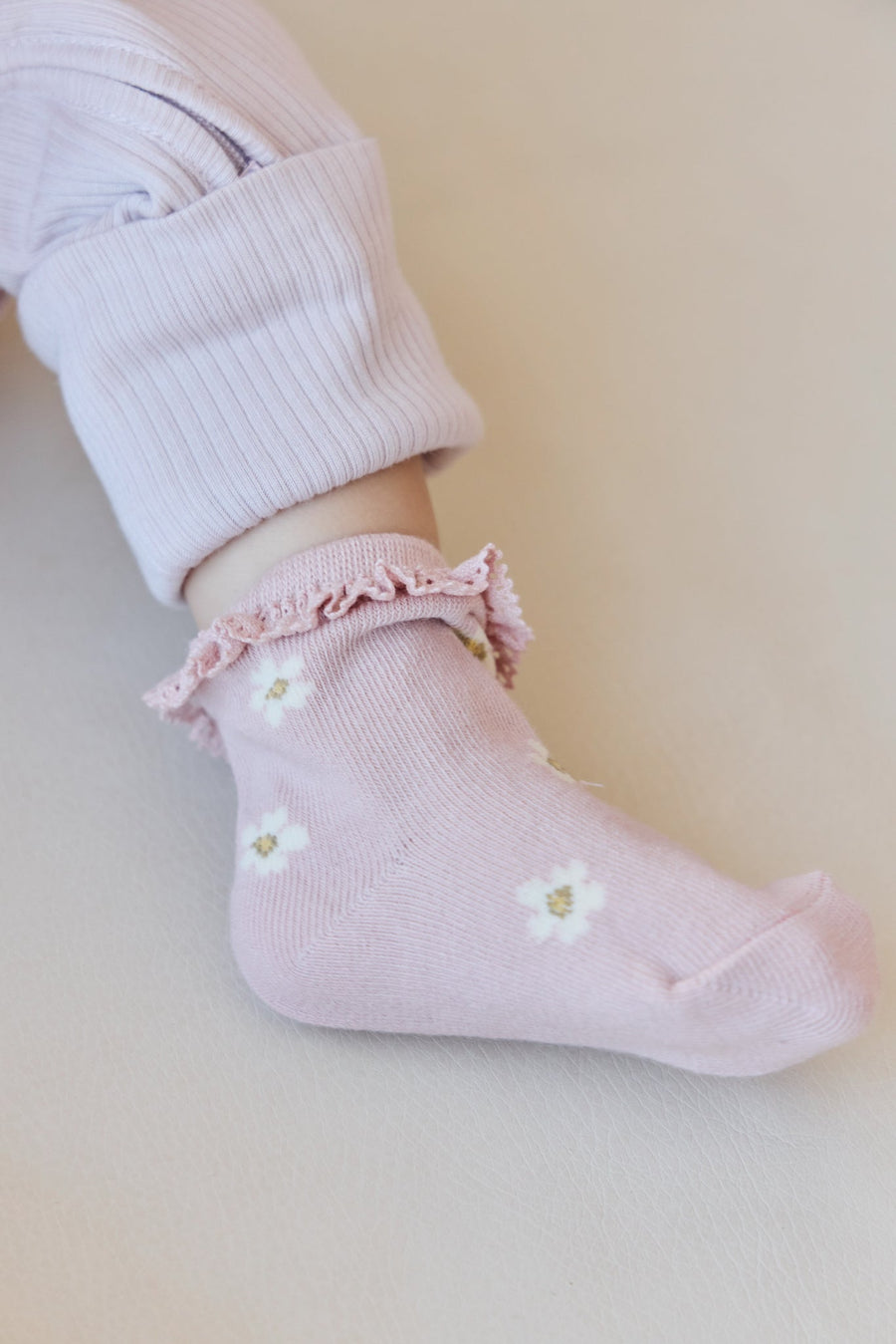 Jacquard Floral Sock - Meredith Morganite Childrens Sock from Jamie Kay Australia