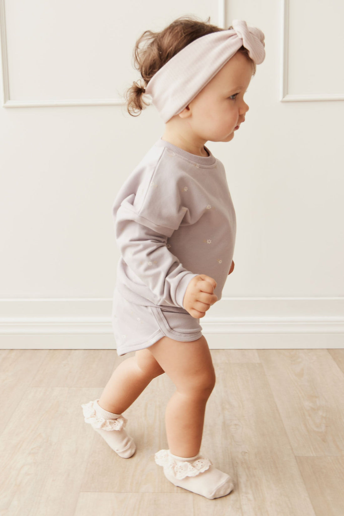 Organic Cotton Ivy Shortie - Annie Ditzy Violet Ice Childrens Short from Jamie Kay Australia