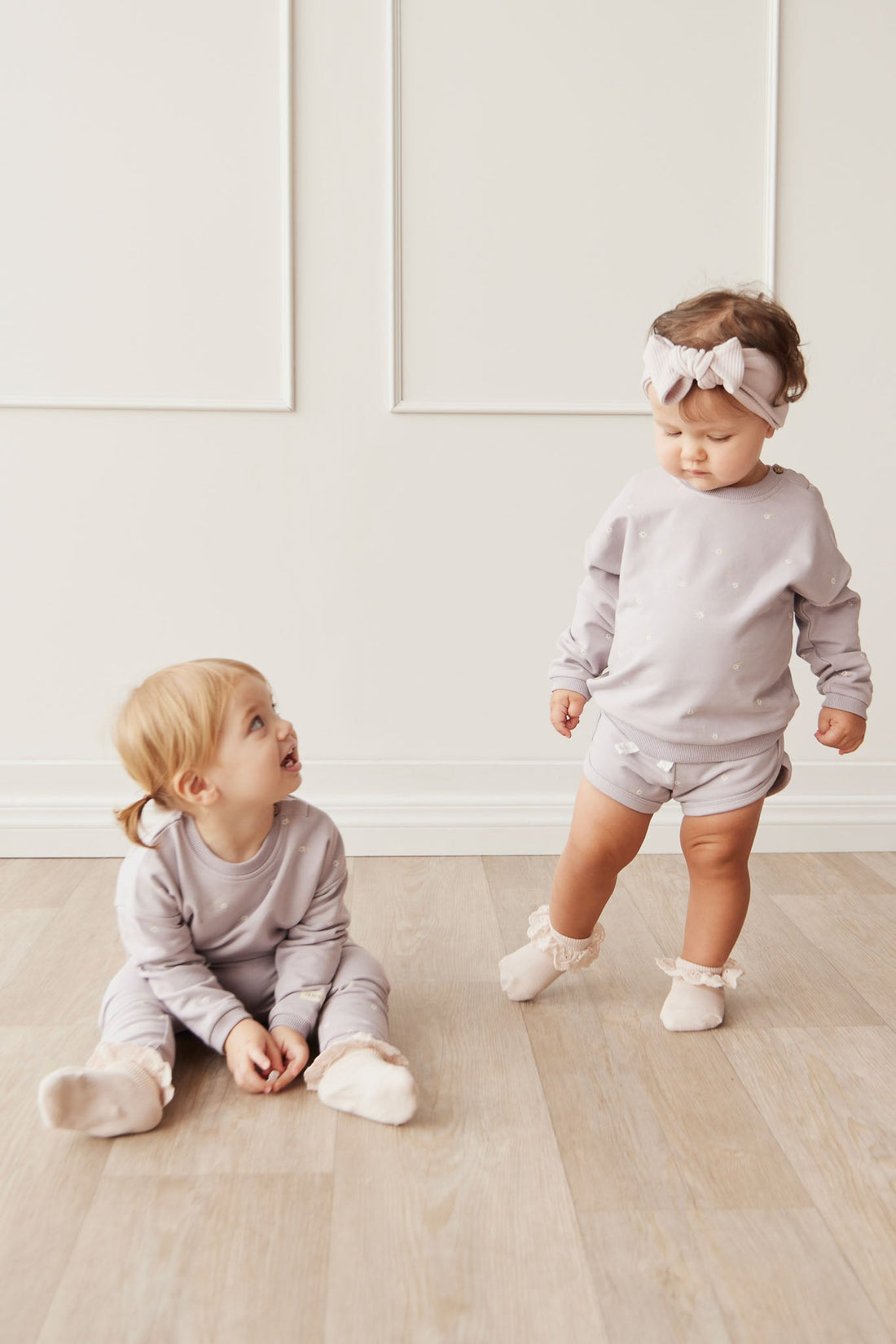 Organic Cotton Bobbie Sweatshirt - Annie Ditzy Violet Ice Childrens Top from Jamie Kay Australia