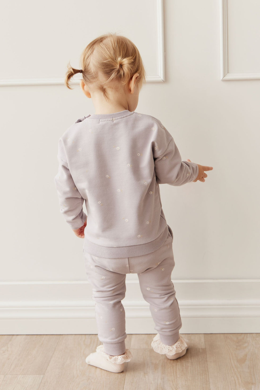 Organic Cotton Bobbie Sweatshirt - Annie Ditzy Violet Ice Childrens Top from Jamie Kay Australia