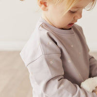 Organic Cotton Bobbie Sweatshirt - Annie Ditzy Violet Ice Childrens Top from Jamie Kay Australia