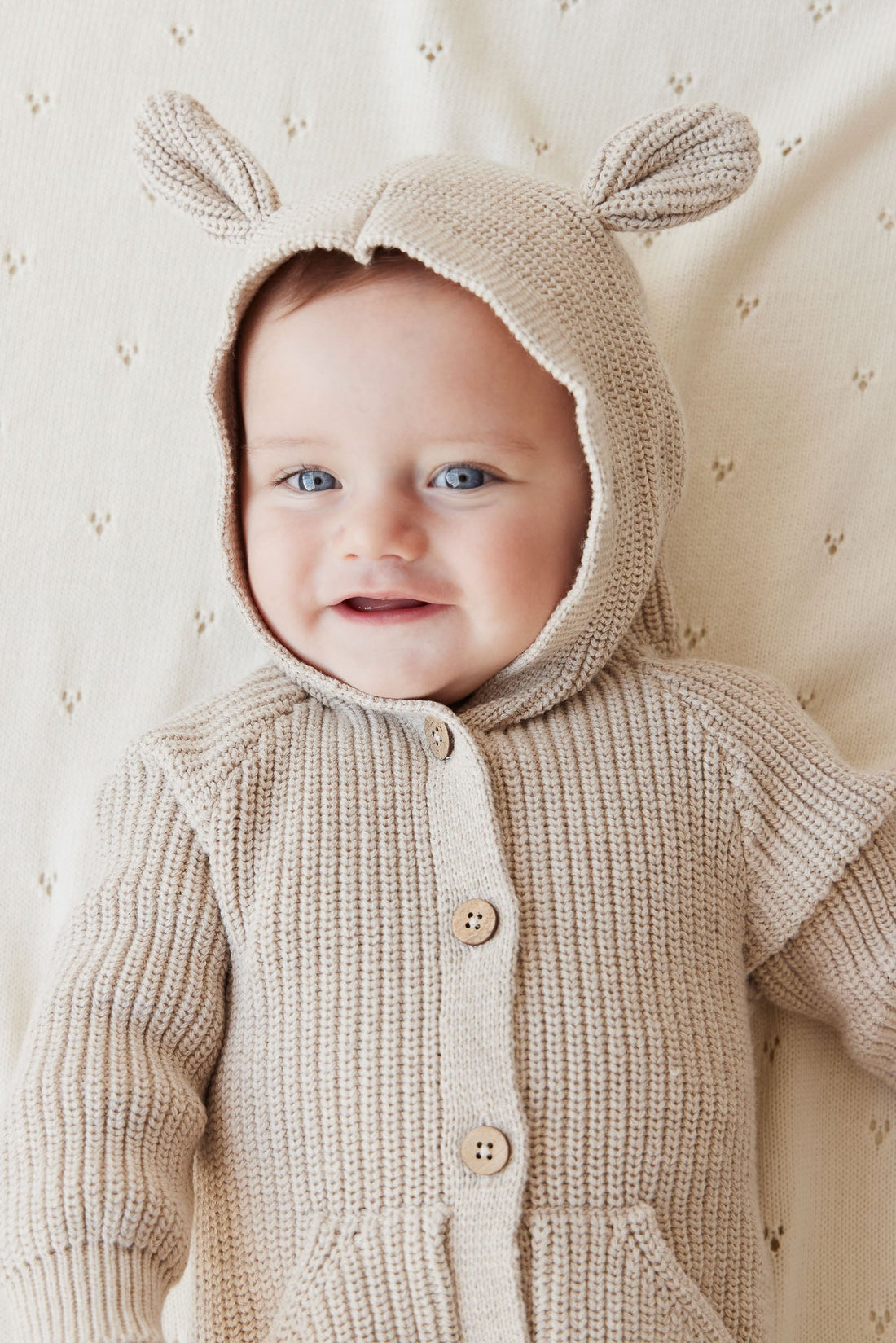 Bear Knit Onepiece - Sand Marle Fleck Childrens Onepiece from Jamie Kay Australia