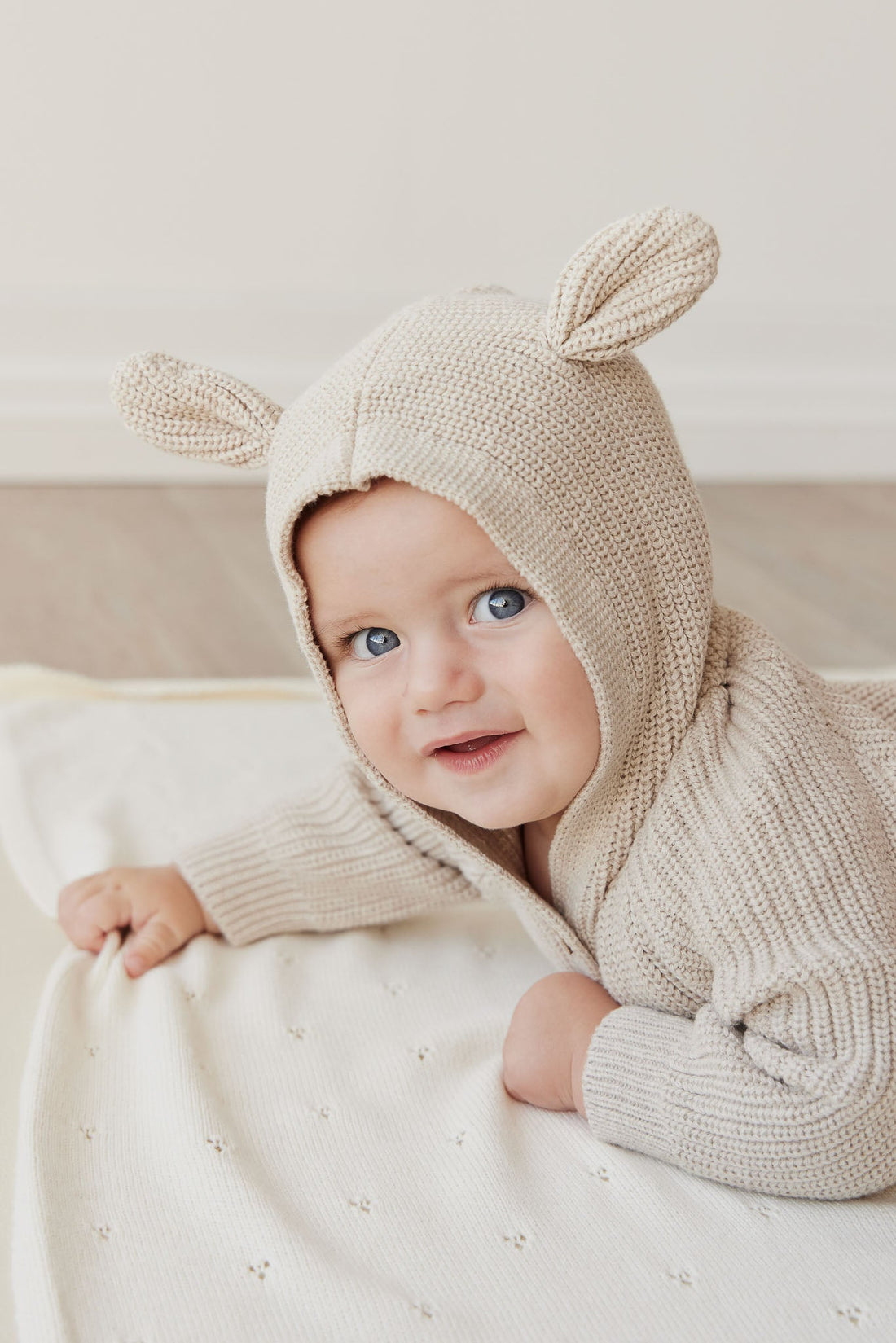 Bear Knit Onepiece - Sand Marle Fleck Childrens Onepiece from Jamie Kay Australia