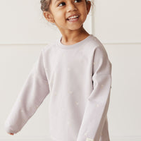 Organic Cotton Bobbie Sweatshirt - Annie Ditzy Violet Ice Childrens Top from Jamie Kay Australia