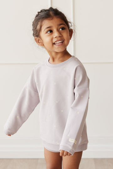 Organic Cotton Bobbie Sweatshirt - Annie Ditzy Violet Ice Childrens Top from Jamie Kay Australia