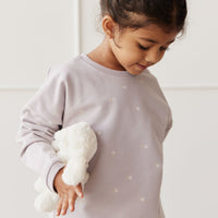 Organic Cotton Bobbie Sweatshirt - Annie Ditzy Violet Ice Childrens Top from Jamie Kay Australia