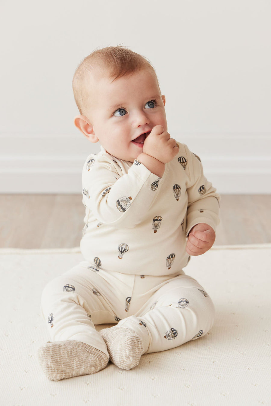 Organic Cotton Fernley Bodysuit - Montgolfiere Cloud Childrens Bodysuit from Jamie Kay Australia