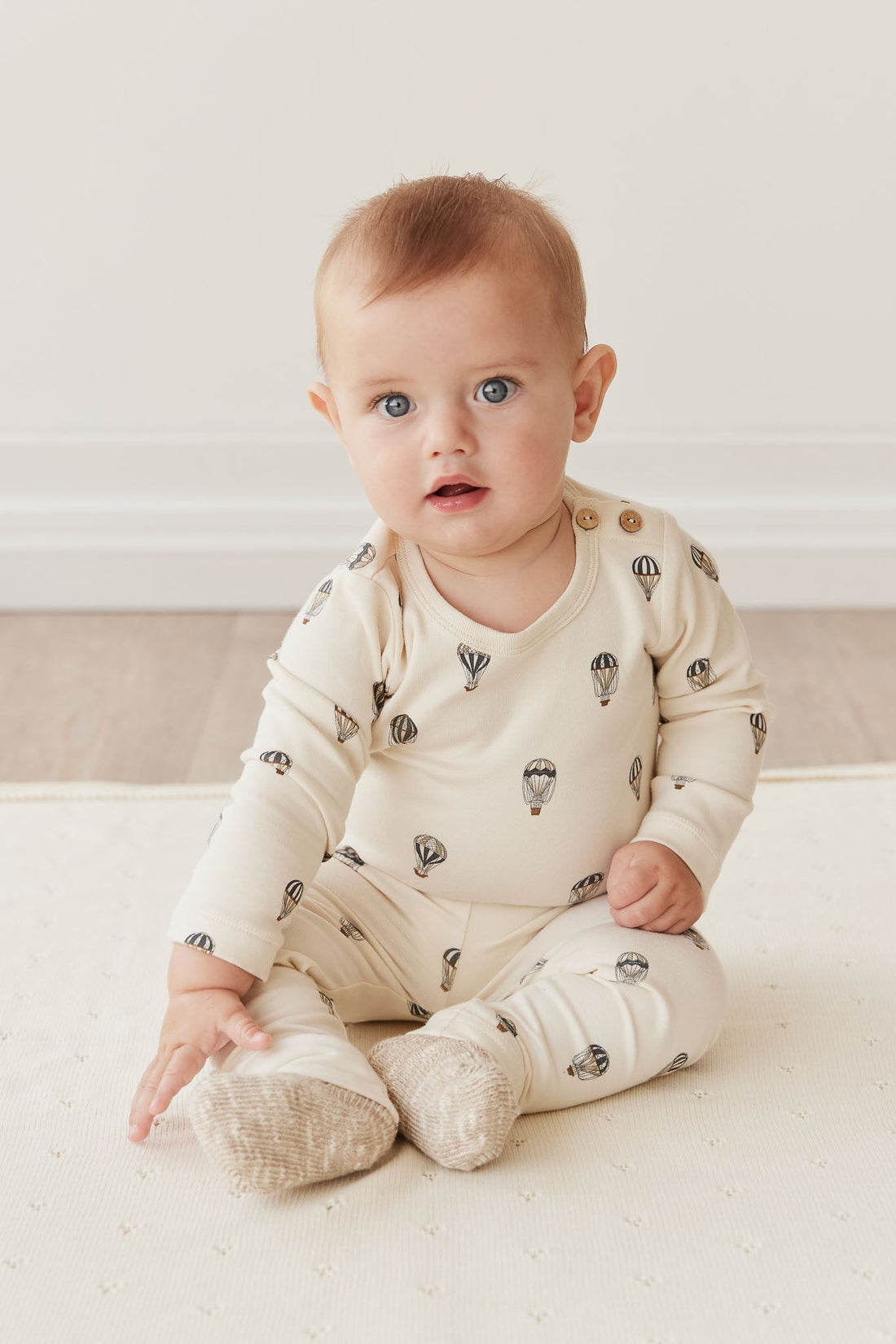 Organic Cotton Fernley Bodysuit - Montgolfiere Cloud Childrens Bodysuit from Jamie Kay Australia