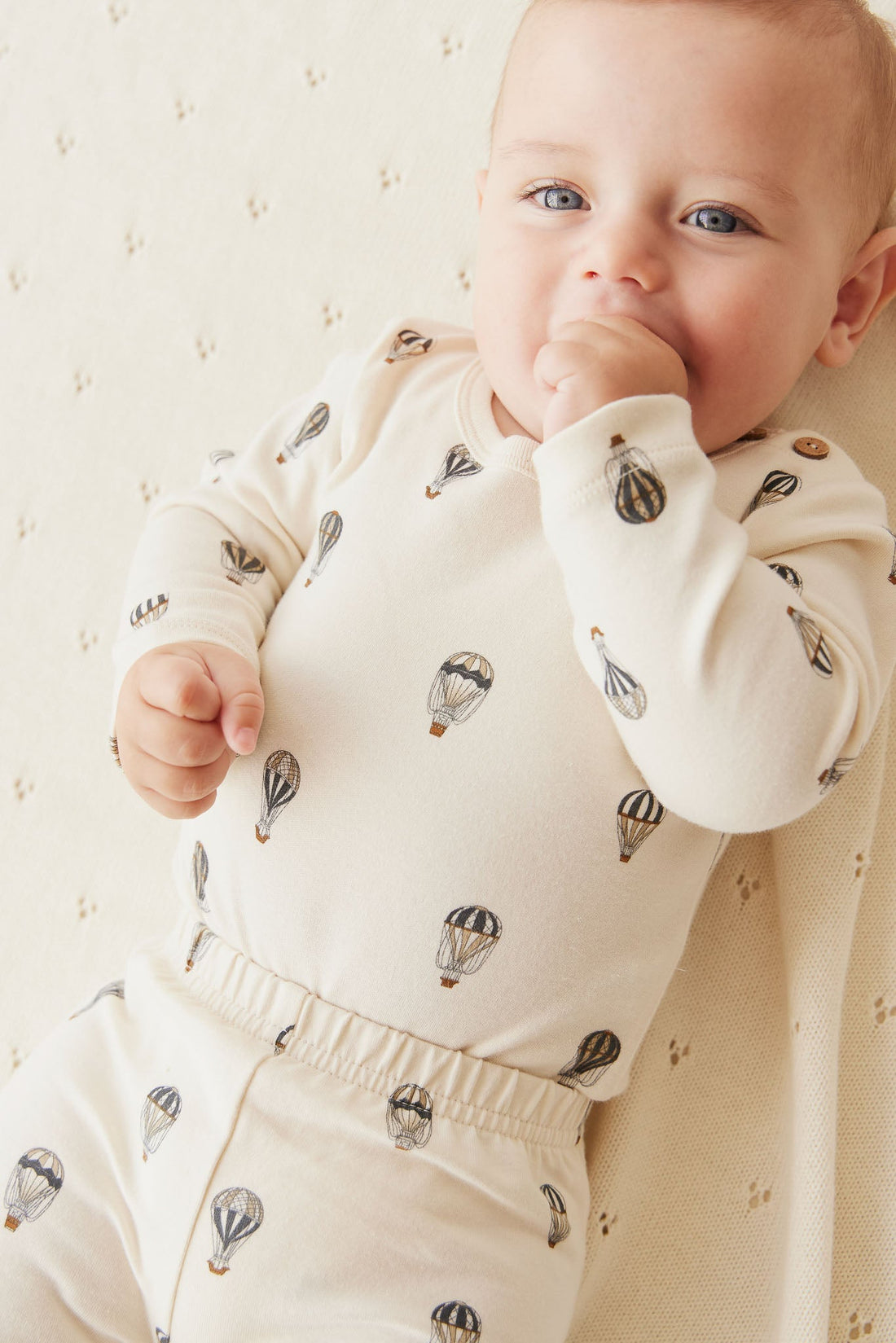 Organic Cotton Fernley Bodysuit - Montgolfiere Cloud Childrens Bodysuit from Jamie Kay Australia