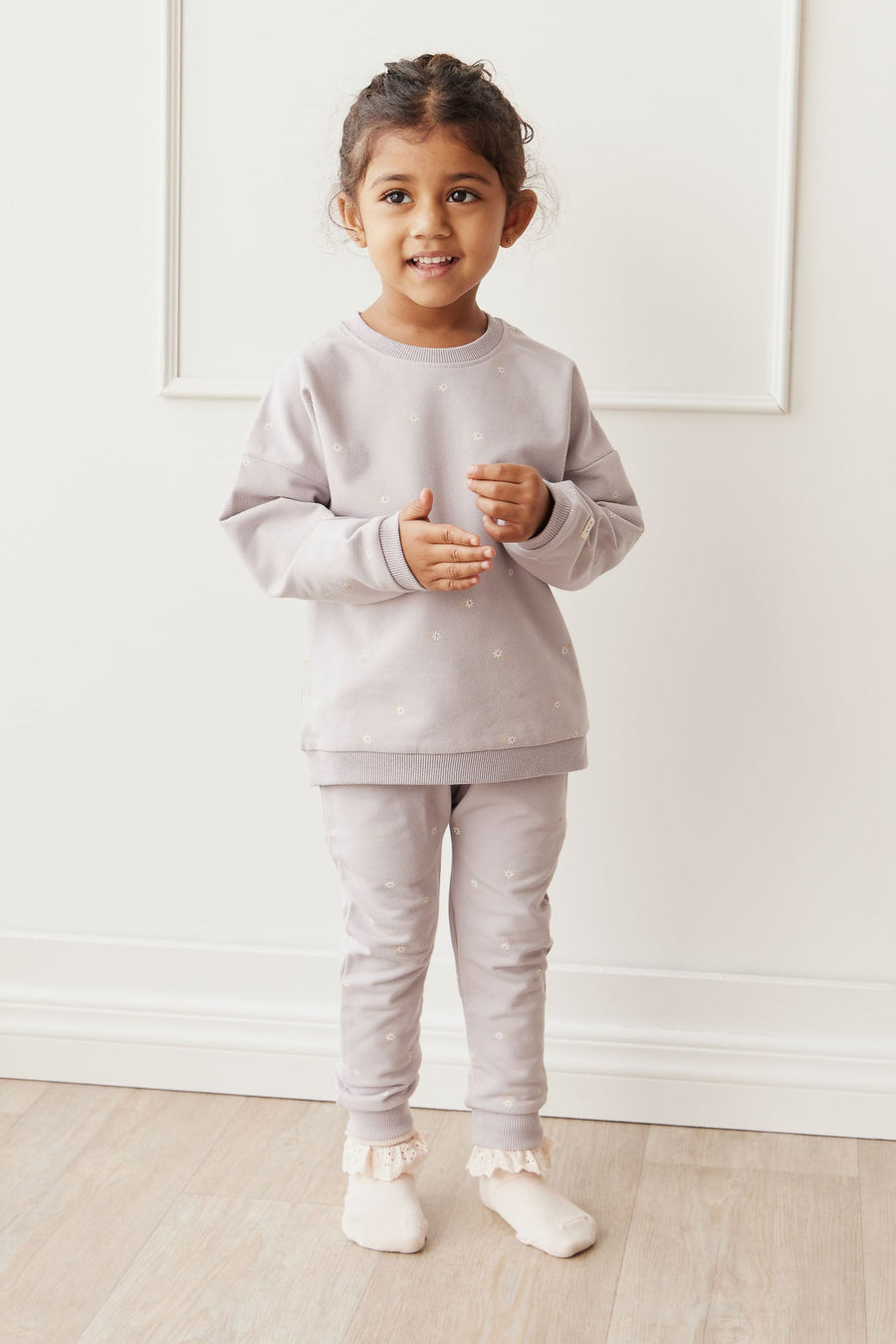 Organic Cotton Morgan Track Pant - Annie Ditzy Violet Ice Childrens Pant from Jamie Kay Australia